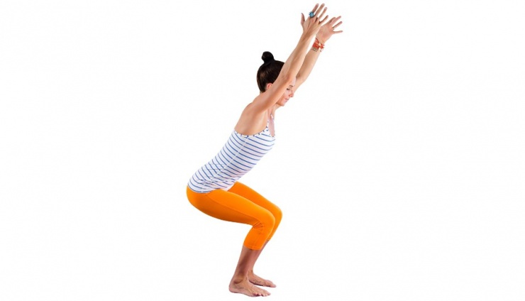 Chair pose is a full body exercise, especially effective for the thighs, glutes and core.